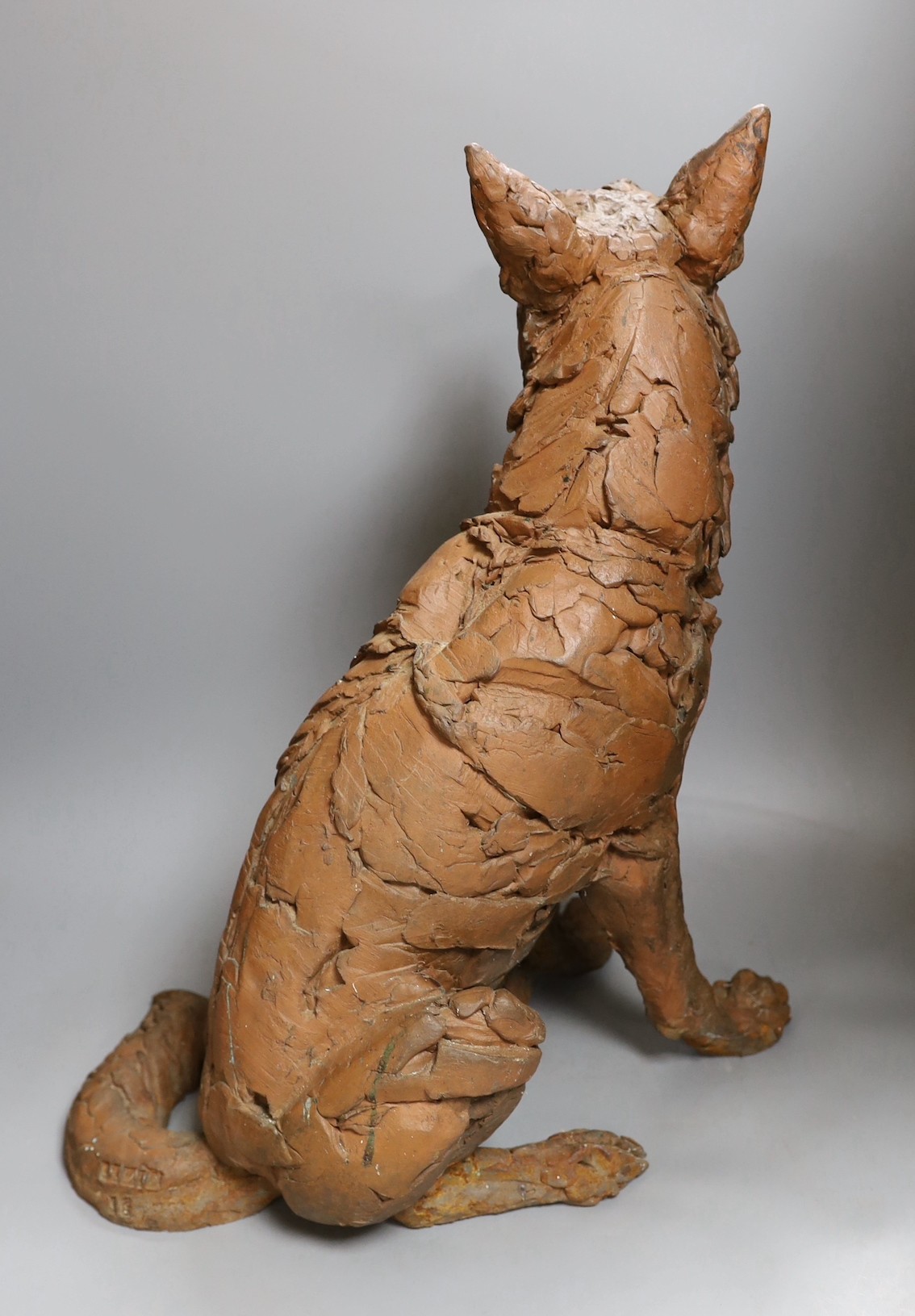 Carol Orvin, large simulated bronze of a seated dog, ‘To Sit and Stare’ - 48cm high